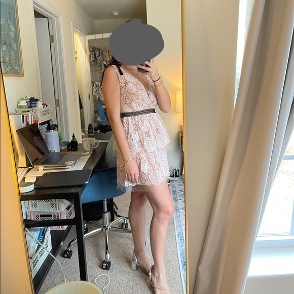 Self Portrait NWT Scarlet Mini Rose Lace Dress - Picture 2 of 3